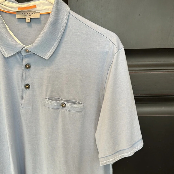 Ted Baker London Cotton/Modal Polo, Light Blue, Size 5-XL, EUC - Picture 4 of 7